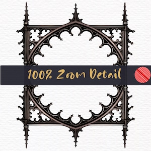 Gothic Frames Clipart PNG Digital Download, Gothic Border Clip Art PNG File, Ornate Medieval Wood Frame, Commercial Use Graphics