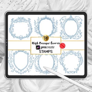 Procreate Baroque Border Frame Stamps Ornate Brushes for Procreate, Medieval Wedding Frames Stamps, Elegant Antique Tattoo Borders
