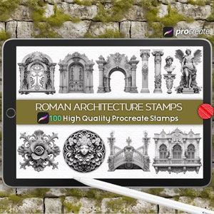 Procreate Roman Architecture Stamps Baroque Procreate Building Brushes Ancient Rome Digital Brush Set, Digital Download Procreate Tattoo