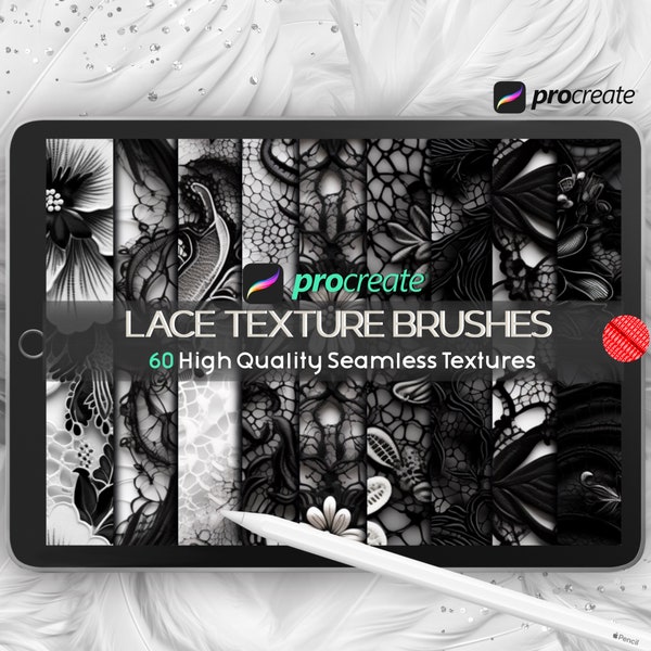 Procreate Lace Texture Brushes, Seamless Lace Brush, Realistic Lace Textiles, Corset Fabric, Lingerie Textile, Fashion Fabric Brushes, Lacy