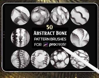 50 Abstract Bone Pattern Procreate Brushes: Organic Texture Brush Bundle (Digital Download)