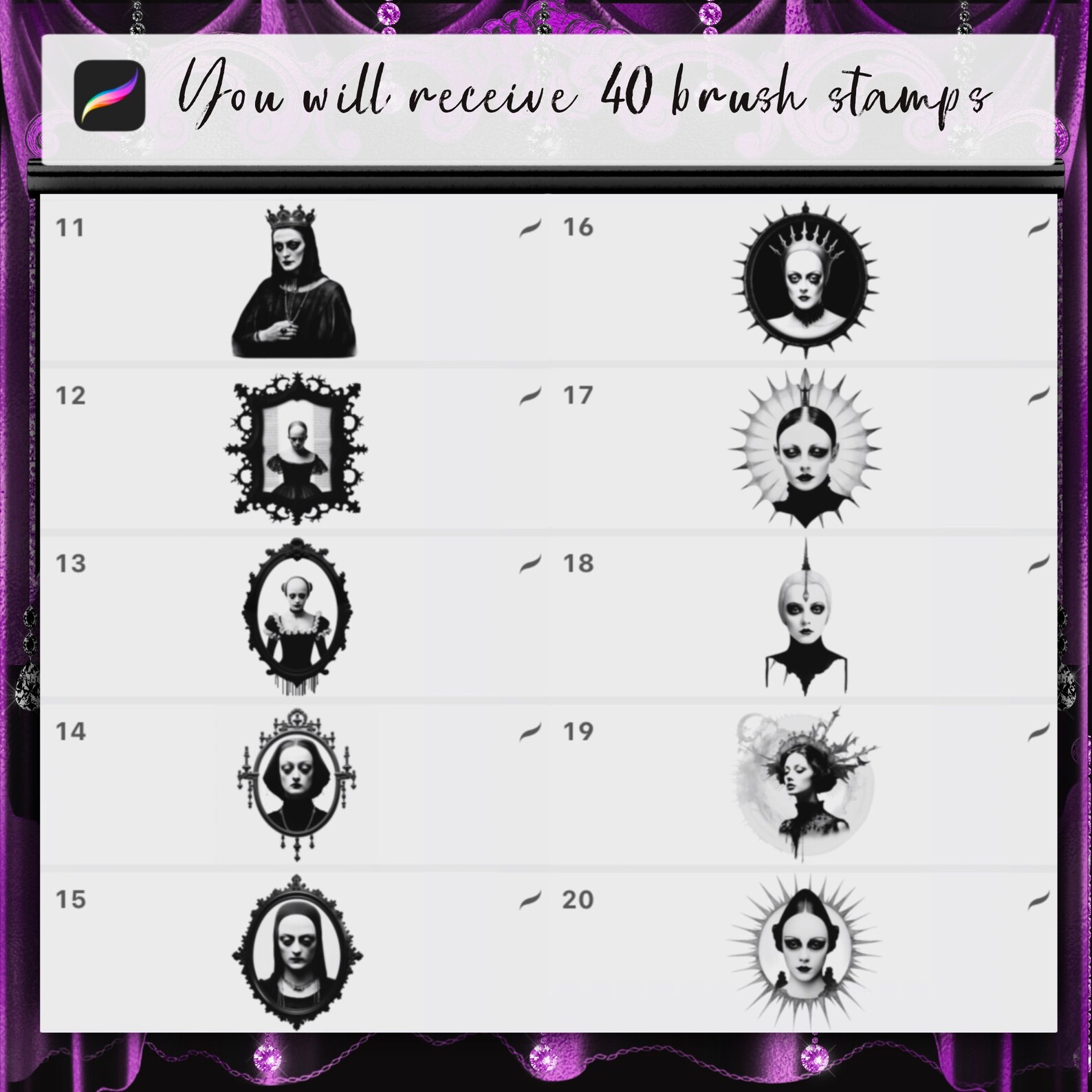 Procreate Gothic Ephemera Stamps Vintage Surrealism Brushes Trippy ...