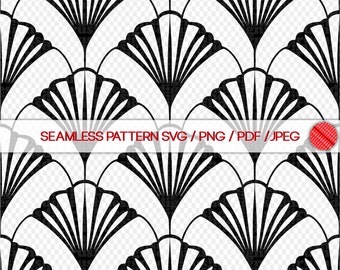 Art Deco Pattern SVG, Seamless Art Nouveau Floral (Digital Download)