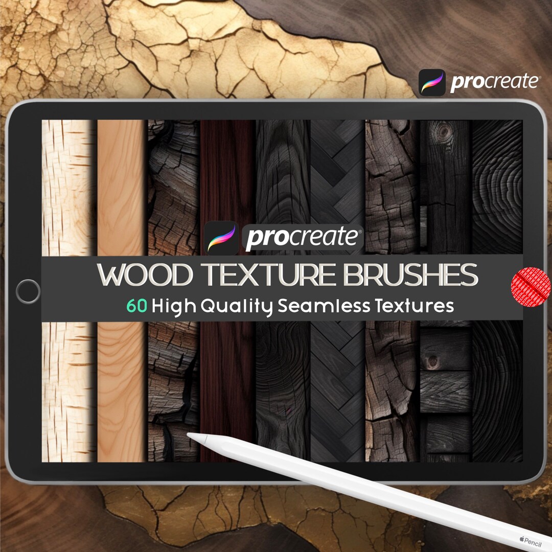 Procreate Wood Texture Brushes, Seamless Wood Brushes, Realistic Wood