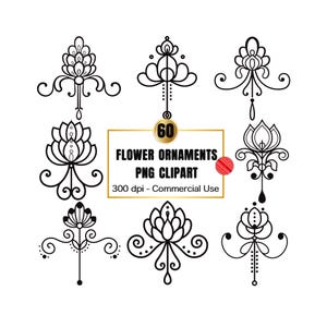 Bloem ornamenten clipart png bundel, moderne bloemen zeer fijne tekeningen, grillige bloemen, bloemen, surrealistische bloemmotieven