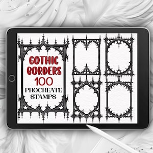 100 Gothic Border Procreate Stamps: Ornate Medieval Frames (Digital Brush Set)