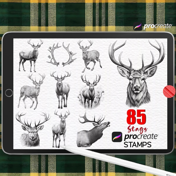 Procreate Stag Stamps Procreate Brushes Deer Tattoo Stamps Moose Digital Brush Set Antlers Procreate Bundle Reindeer Stamps Animal