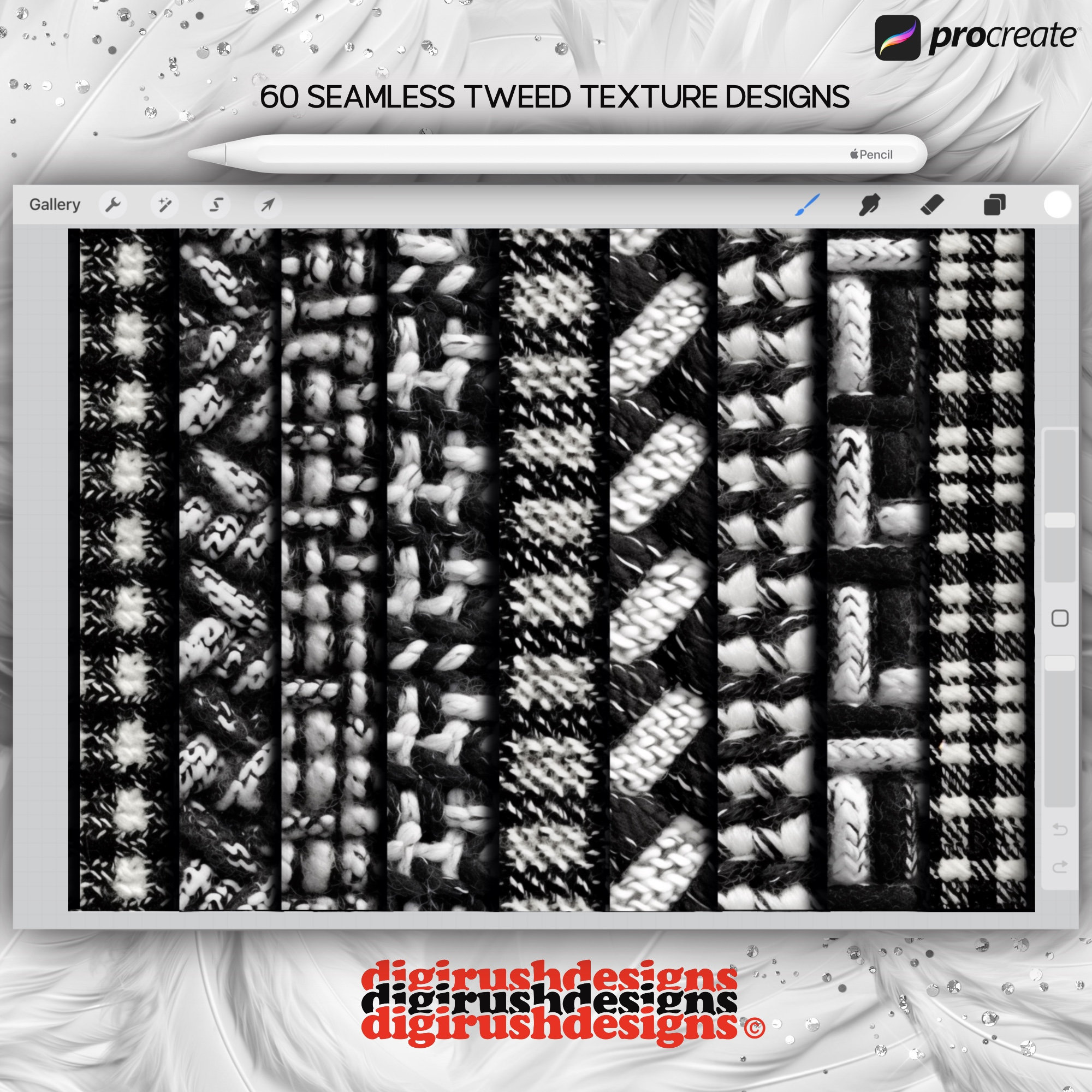 Procreate Tweed Texture Brushes Seamless Tweed Brush Etsy