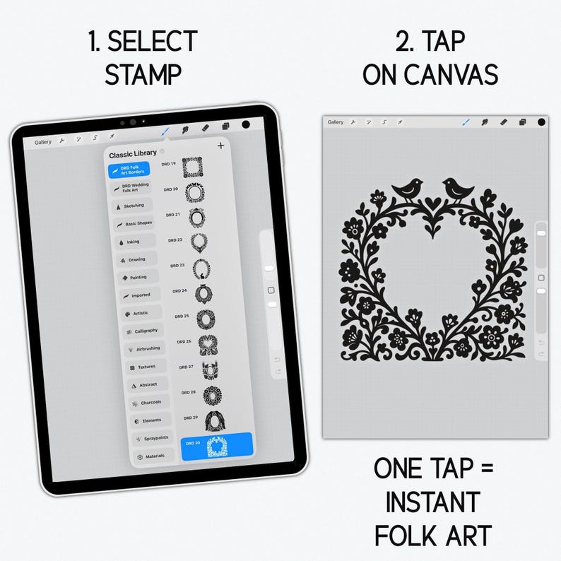 30 Folk Art Borders Procreate Stamps: Scandinavian Frame (digital Brush ...