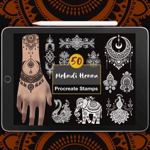 50 Mehndi Henna Procreate Stamps: Indian Ornament (Digital Brush Set)