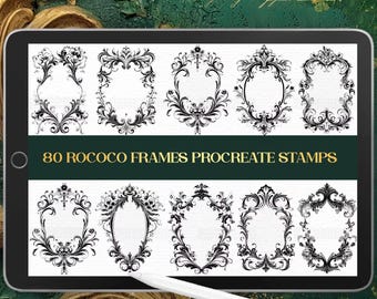 80 Rococo Frame Procreate Stamps: Vintage Borders (Digital Brush Set)