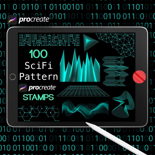 Procreate Sci Fi Pattern Stamps Alien Technology Texture Stamps Cyborg SciFi Tech Pattern Brush Futuristic Stamps Science Fiction Cyber Tech