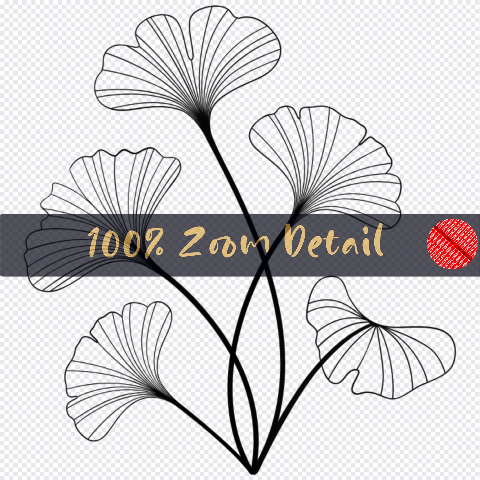 Ginkgo Leaf Clipart PNG Digital Download Ginkgo Line Art Printable ...