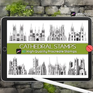 Procreate Church Architecture Stamps Gothic Buildings Brushes Baroque Cathedral Architecture Building Ornate Church Line Art Medieval Temple