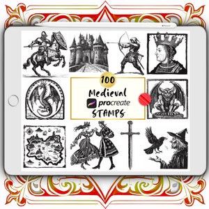 Mittelalterliche Stempel Procreate Mittelalterlicher Drache Tattoo Stempel Mittelalterliches Dorf Architektur Mittelalterliche Heraldik Wappen Mittelalterliche Rüstung