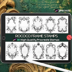 Procreate Rococo Frames Stamps, Vintage Borders Brushes, Ornamental, Damask, Baroque, Flourishes, Ornate, Decorative, Floral, Art Nouveau