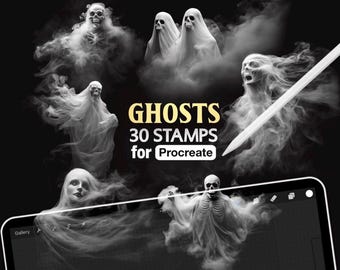 30 timbri fantasma per Procreate: set di pennelli spettrali (download digitale)