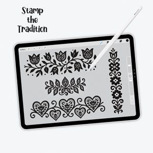 30 Folk Art Borders Procreate Stamps: Scandinavian Frame (digital Brush ...