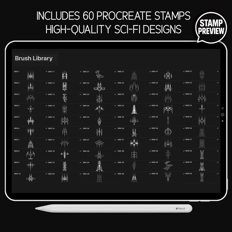 60 Sci-fi Architecture Procreate Stamps: Futuristic Building Designs ...