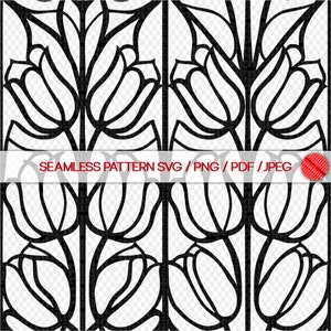 Art Nouveau Tulip Pattern SVG Seamless Art Nouveau Repeat Pattern Background Floral Art Deco Cut File Cricut SVG Vector Stencil Pattern