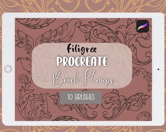 Filigree Procreate Brush Stamps, Filigree Elements, Decorative Digital Brushes, Baroque, Rococo Brush Set, Classical, Line Art, Flourishes