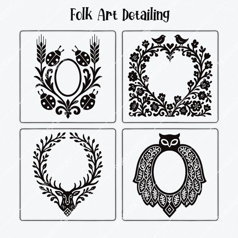 30 Folk Art Borders Procreate Stamps: Scandinavian Frame (digital Brush ...