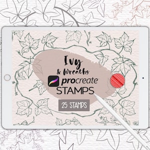 Ivy Procreate Stamps Ivy Vine Brushes Line Art Wreath Stamps Hand Drawn Ivy Frame English Ivy Plant Foliage Wedding Flower Climbing Ivy Leaf