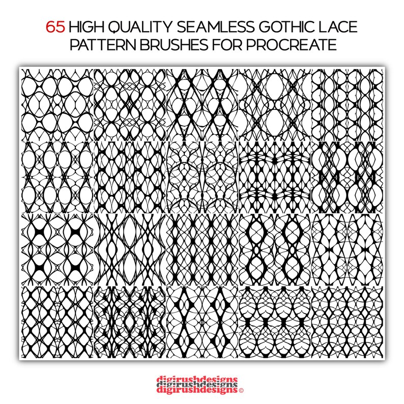 65 Gothic Lace Procreate Brushes: Seamless Medieval Patterns (digital ...