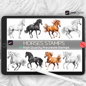 Procreate Pferd Stempel, Pferde Procreate Stempel, Stempel Pferde, Pferd Tattoo Stempel, weißes Pferd, schwarzes Pferd, Pony Stempel, Tier