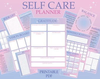 Printable planner self care, Self Care Planner Download, Digital Planner Wellness Planner, Self Care Journal, Mindfulness journal