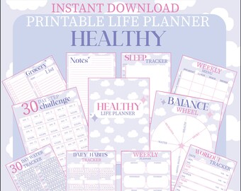 Gesundes Leben Planer, Self Care Journal, Fitness Planer Bundle, Workout Planner, Workout Tracker, Self Care Printable, Meal Planner, A4, A5