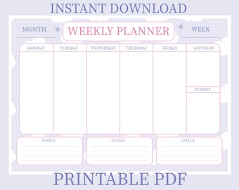 Sky blue Weekly Planner Printable, Weekly To Do List, Desk Planner, Weekly Planner Printable PDF, Weekly Schedule, Weekly Organizer, A4/A3