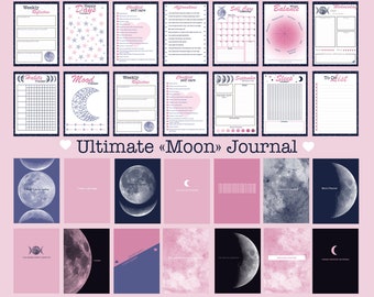 Druckbarer Life Planner Bundle, Self Care Journal, Habit Tracker, Ultimativer Mond Planer, Mood Tracker, Schlaf Tracker, Manifestation Journal
