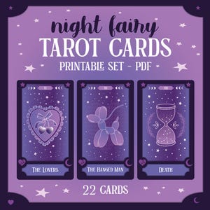 Carta del Tarot Hada de la Noche para imprimir, 22 Arcanos Mayores, Cartas del Tarot Estéticas, Descarga Digital Instantánea, Cartas del Tarot para Imprimir, Baraja de Cartas del Tarot, PDF