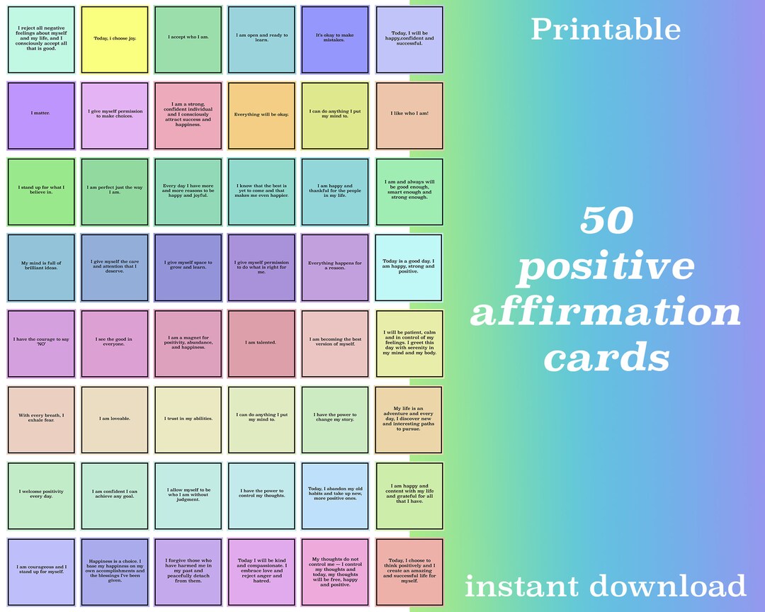 Positive Affirmation Cards, Self Care Cards, Manifestation Cards ...