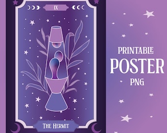 The Hermit - Tarot Card Poster, Tarot-Inspired Home Decor, Aesthetic Tarot Card Print, Celestial Wall Prints, Astrology Posters, A4 A3