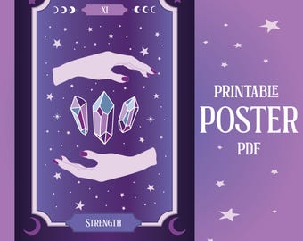 The Strength - Tarot Card Poster, Tarot-Inspired Home Decor, Tarot Card Print, Celestial Wall Prints, Astrology Posters, A4 A3 Gift Idea