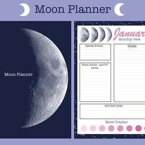 Daily planner, Moon Planner, Weekly planner, Printable planner, Daily Routine, Self Reflection,  Printable Every Day Journal