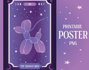 De gehangene - tarotkaart poster, tarot esthetische woondecoratie, tarotkaart afdrukken, hemelse muurkunst, astrologieposters, cadeau-idee A4 A3