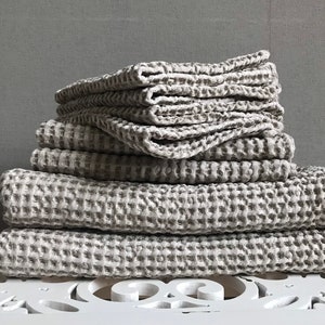 Hand bath towel, Waffle Linen Cotton Towel, Sauna SPA, Eco-friendly Sustainable gift, Country Farmhouse, Gift idea for her