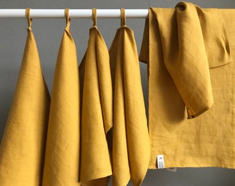 YELLOW 100% Linen Tea Dish Towel, Hand linen towel, Sustainable eco friendly kitchen, Housewarming gift