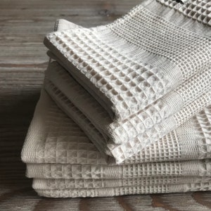 Cotton Kitchen towel, Waffle Weave Tea Hand Towel, Pastel Ecru Beige, Kitchen Towel, Kitchen Organization, Etsy Coupon Code, soft cotton
