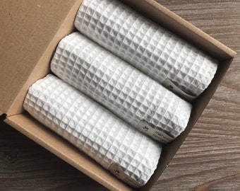3 Waffle Fingertip Small towels, Assorted colors, Waffle Weave cotton Towels, Bathroom SPA B&B organization, Eco friendly, Housewarming gift