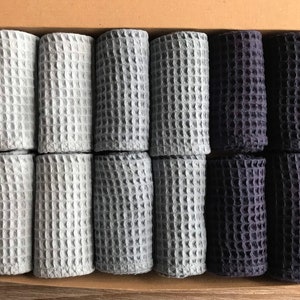 12 Cotton Fingertip Small towels, Waffle Weave Towels, Baby boy shower, SPA B&B gym organization, Eco friendly soft cotton fabric