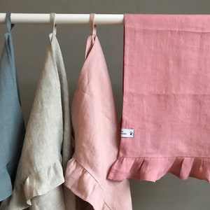 Linen Ruffled Tea Towels in different colors, Hand Kitchen towel, Sustainable Ecological house, Eco friendly gift,Natural Linen, Coupon code