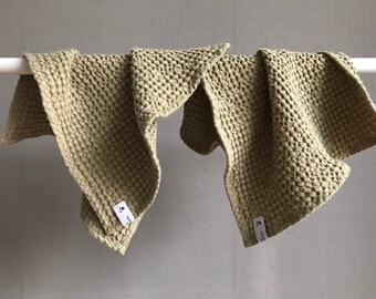 Vingertopwafellinnen handdoek, washandje gastwafelgeweven handdoek, olijfgroene badkamer, luxe handdoeken, milieuvriendelijk cadeau, duurzaam huis