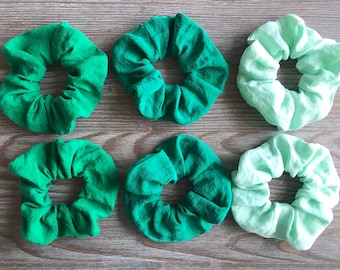 Elastico per capelli in colori verde smeraldo menta, elastico per capelli in lino, accessori per capelli, eco-sostenibile, cura dei capelli