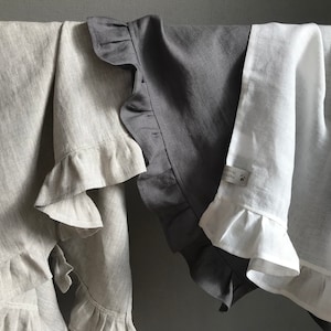 Linen ruffled tea kitchen towels, Dish linen kitchen textile, Sustainable kitchen gift, coupon code discount