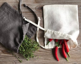 Linen Food Storage Bag: Reusable Washable Produce Bag