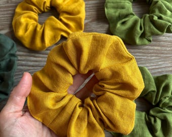 Linen Hair Scrunchie in Assorted colors, Hair Tie, Stonewashed Large Scrunchy, Hair Accessories, Eco friendly sustainable bathroom